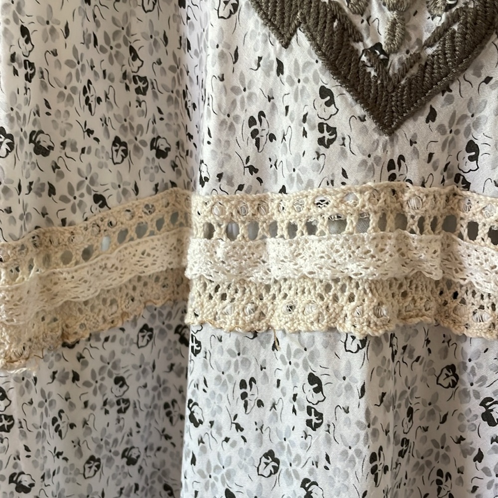 Johnny Was White Eyelet Maxi Dress with Black Embroidery - Picture 7 of 7